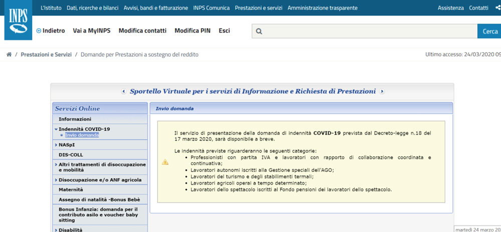 INPS - Prime istruzioni per richiedere indennità 600 euro