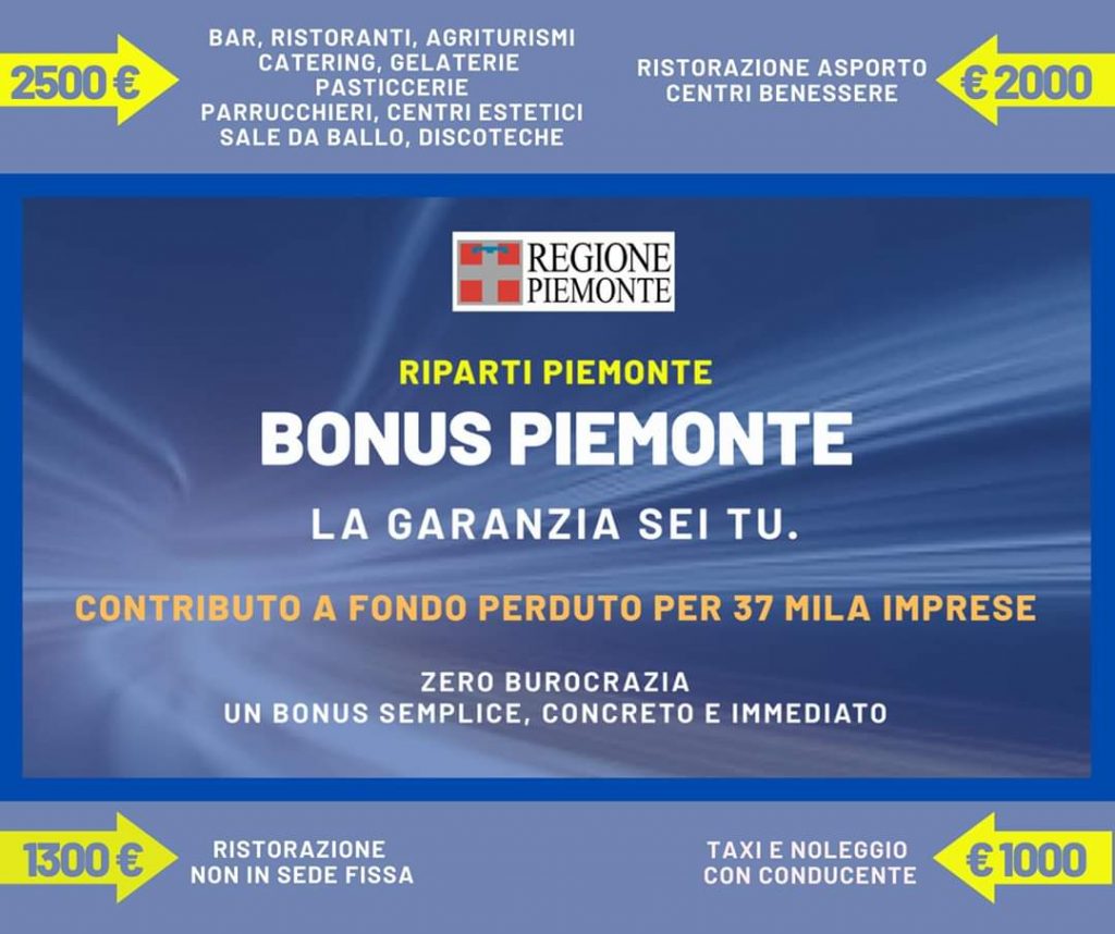 Bonus Regione Piemonte - Fase 2 Emergenza Covid-19